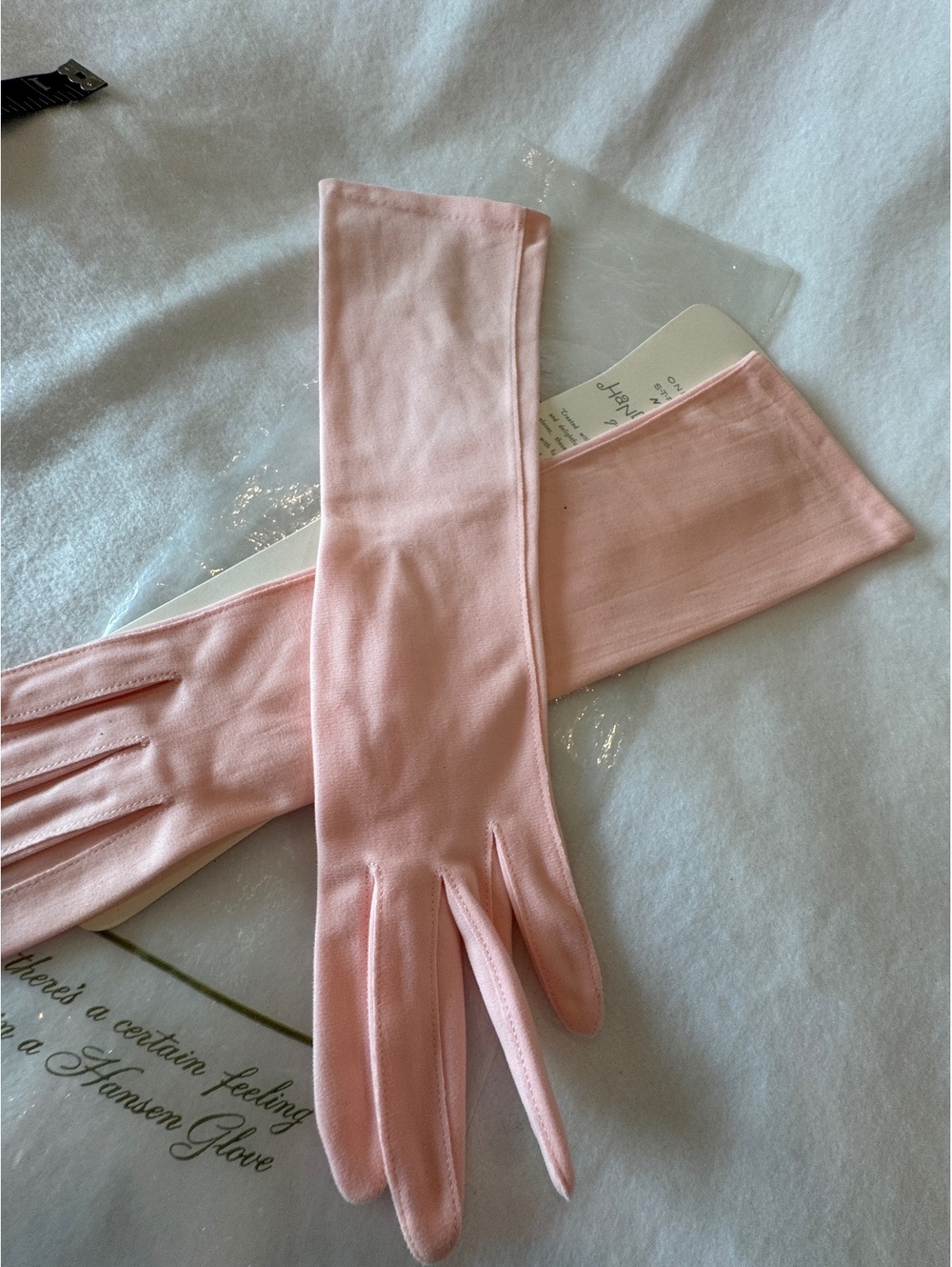 Vintage Ladies Opera Gloves in Blush Pink size 6